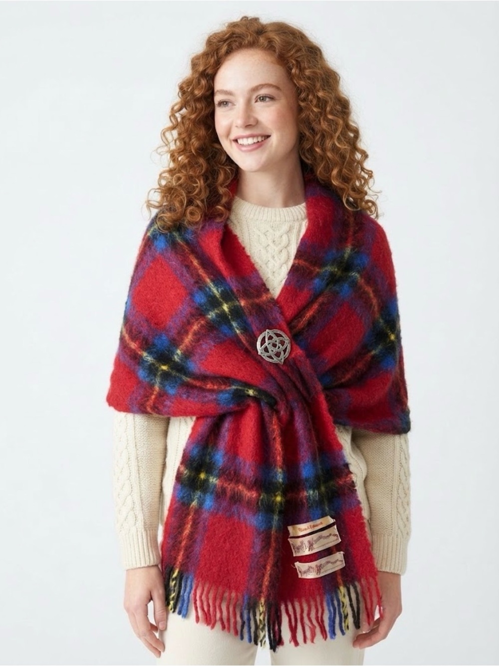 Vintage Scottish Export House Royal Stewart Tartan Mohair Wool Scarf Wrap